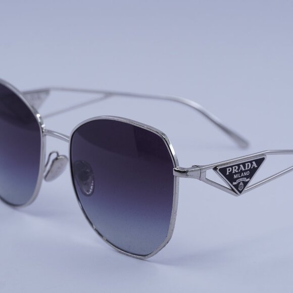 New Prada PR57YS 1BC5D1 Sunglasses - Silver Frame, Grey Gradient Lenses - Picture 4 of 11